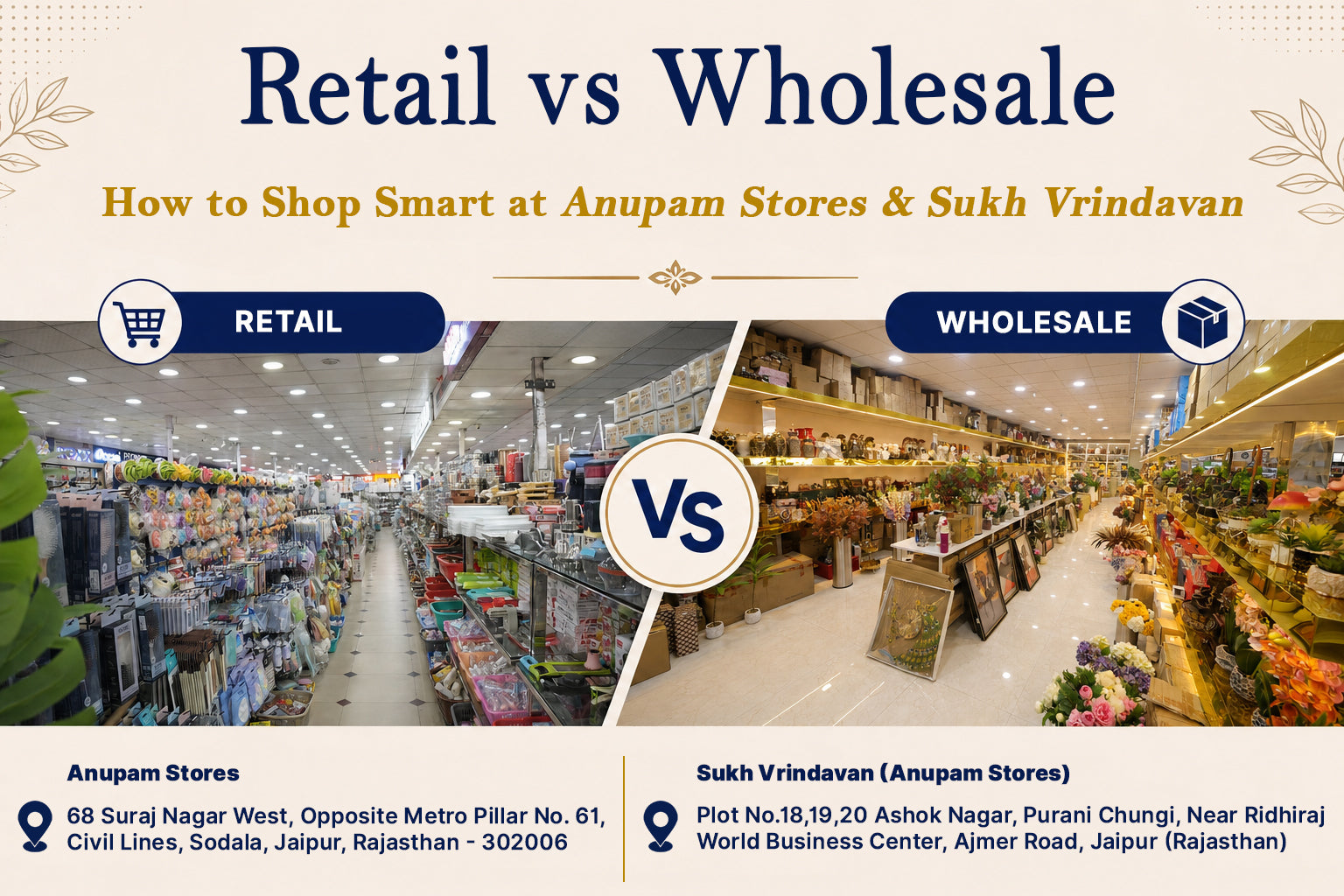 Retail vs Wholesale: How to Shop Smart at Anupam Stores Sodala & Sukh Vrindavan
