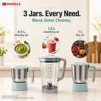 Havells CRAFT MG 800W 3 JAR - Premium Food Preparation Appliance