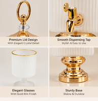 Anupam Premium White & Gold Beverage Dispenser Set with 6 Matching Glasses - Luxurious Home Decor & Glassware