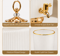 Anupam Premium White & Gold Beverage Dispenser Set with 6 Matching Glasses - Luxurious Home Decor & Glassware