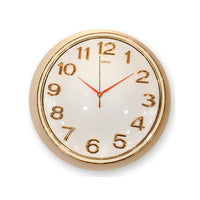 Anupam Premium Gold & White Round Wall Clock with Raised Number Dial for Living Room, Bedroom & Office Decor - white background
