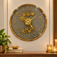 Anupam Premium Grey & Gold Decorative Gear Design Round Wall Clock for Living Room, Office & Luxury Home Decor - main