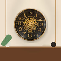 Anupam Luxury Black & Gold Gear Design Round Wall Clock with Bold Numbers for Living Room & Office Decor - usage