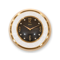 Anupam Luxury Black, White & Gold Crystal Accent Round Wall Clock for Living Room, Bedroom & Office Decor - white background
