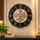 Anupam Premium Black & Gold Roman Numeral Gear Design Wall Clock for Living Room, Office & Luxury Home Decor - main