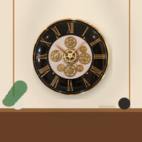 Anupam Premium Black & Gold Roman Numeral Gear Design Wall Clock for Living Room, Office & Luxury Home Decor - usage