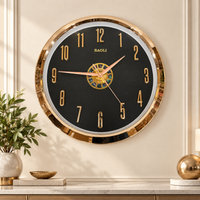 Anupam Premium Black & Gold Round Wall Clock with Decorative Center Dial for Living Room, Bedroom & Office Decor - main