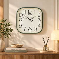 Anupam Premium Green & White Square Wall Clock with Large Numbers for Living Room, Bedroom, Kitchen & Office Decor - main