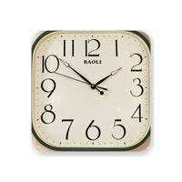 Anupam Premium Green & White Square Wall Clock with Large Numbers for Living Room, Bedroom, Kitchen & Office Decor - white background