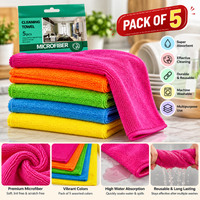 Anupam pack of 5 microfiber cleaning towels features