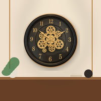 Anupam Luxury Black & Gold Exposed Gear Design Round Wall Clock with Large Numbers for Living Room & Office Decor - usage