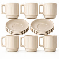 Anupam set of 6 ceramic mugs and 6 saucers