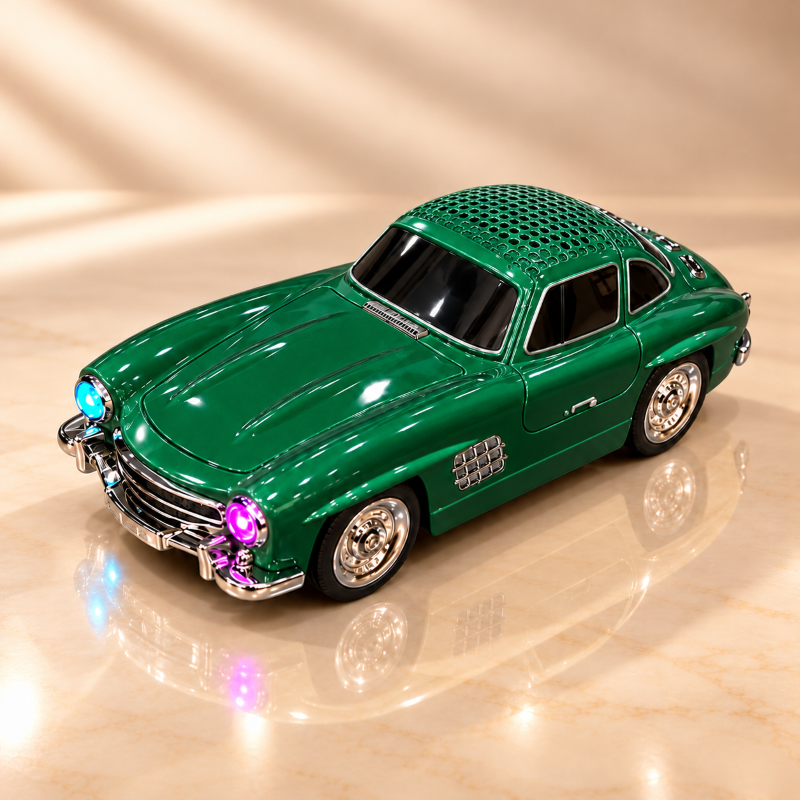 Anupam 10W Vintage Classic Car Wireless Bluetooth Speaker with LED Headlights, USB, TF Card & AUX | 10 Inch