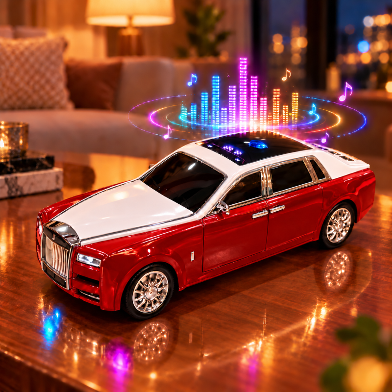 Anupam 15W Luxury Retro Car Wireless Bluetooth Speaker with LED Lights, USB & TF Card Playback - 14 x 6 x 4 Inch