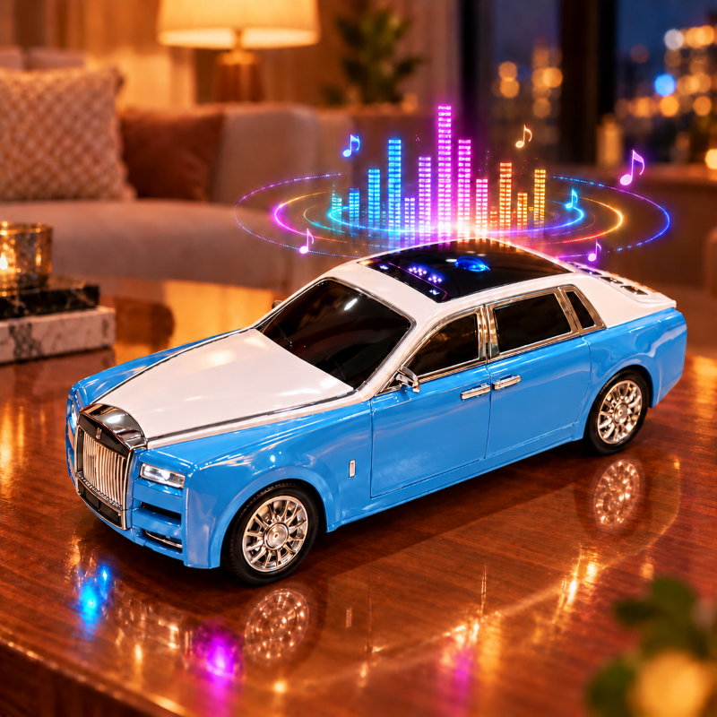 Anupam 15W Sky Blue retro car Bluetooth speaker lifestyle with music display