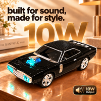 Black 10W retro muscle car Bluetooth speaker promotional front view