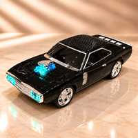 Black car shaped portable wireless Bluetooth speaker front angled view
