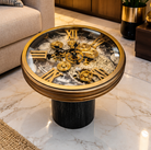 Anupam Luxury Gear Design Table Clock with Roman Numerals | Premium Gold & Black Decorative Clock