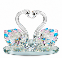 Anupam Premium Crystal Swan Couple Showpiece with Multicolor Stones | Elegant Home Decor & Gift