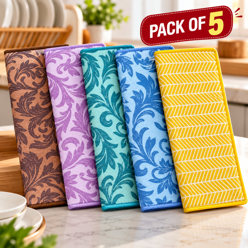 Anupam Premium Microfiber Table Mat Pack of 5 | Reversible Multipurpose Dining Table Mats
