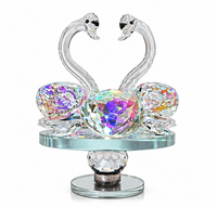 Anupam Premium Crystal Swan Couple Showpiece with Colorful Heart Crystal | Luxury Home Decor & Gifting