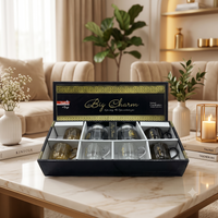Anupam Big Show Premium Glass Cup & Jar Set of 8 | 6 Elegant Designer Glass Tea Coffee Cups & 2 Matching Storage Jars | Luxury Transparent Glassware Set for Kitchen, Dining, Home, Tea, Coffee & Festive Gifting