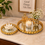 Anupam Luxury Golden Mirror Decorative Tray Set of 2 with Braided Border for Home Decor, Serving and Premium Gifting