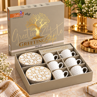 Anupam Premium Ceramic Tea Cup & Plate Set of 8 | 6 Cups & 2 Plates | Elegant Coffee & Tea Set