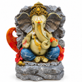 Anupam Premium Lord Ganesha Decorative Idol with Rock-Style Backdrop | Premium Polyresin Showpiece for Home & Office Decor