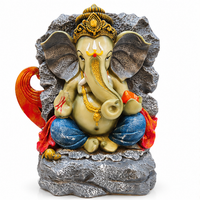 Anupam Premium Lord Ganesha Decorative Idol with Rock-Style Backdrop | Premium Polyresin Showpiece for Home & Office Decor