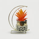 Artificial Orange Succulent Plant with Golden Metal Stand / Decorative Table Plant / Home Decor Planter