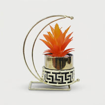 Artificial Orange Succulent Plant with Golden Metal Stand / Decorative Table Plant / Home Decor Planter