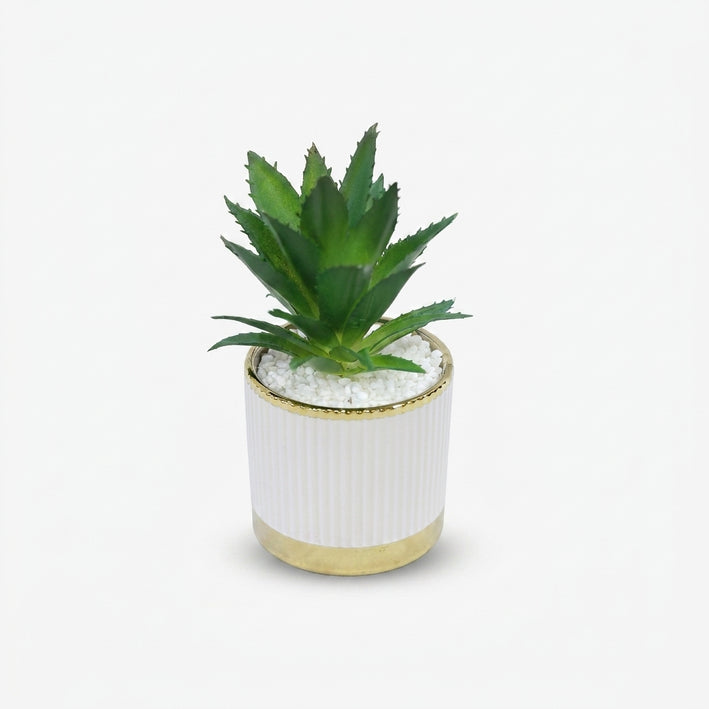 Artificial Green Succulent Plant in Pink Round Pot / Decorative Table Plant / Home Decor Planter
