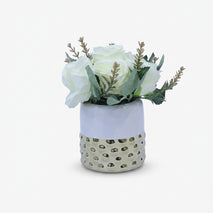 Artificial White Rose Flower Pot / Decorative Flower Arrangement / Home Decor Flower Pot