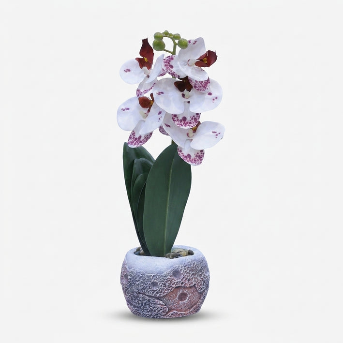 Artificial White Orchid Flower Pot / Decorative Floral Arrangement / Home Decor Flower Pot