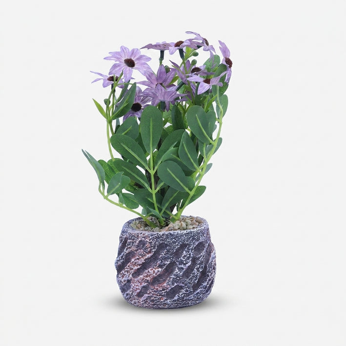 Artificial Purple Orchid Flower Pot, White & Pink Ceramic Decorative Floral Plant for Home Décor & Gifting