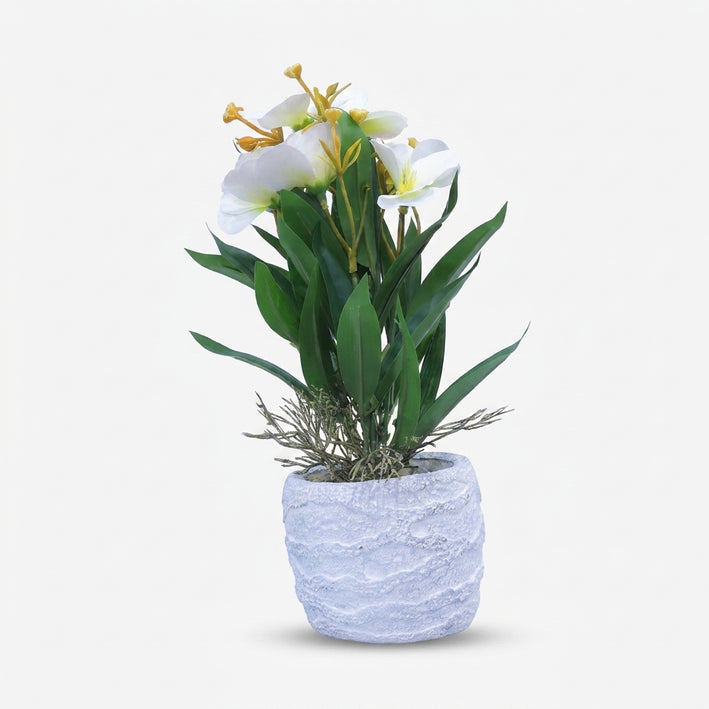 Premium Artificial Graceful Flower Pot Home Decor, Decorative Home Item / Tabletop Statue / Luxury Flower Showpiece for Living Room, Office & Gifting