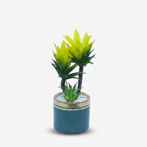 Artificial Blue Rose Flower Pot with Black & Gold Ceramic Base, Multicolour Decorative Flower Plant for Home Décor & Gifting