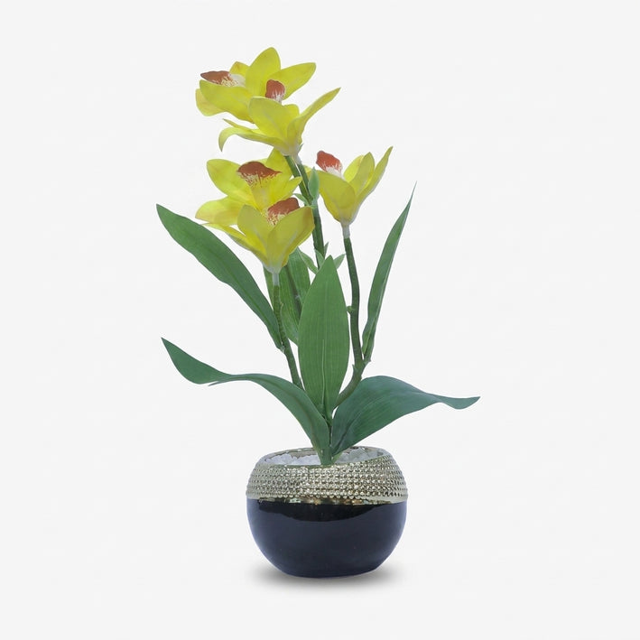 Premium Artificial Beautiful Flower Pot Home Decor, Decorative Home Item / Tabletop Statue / Luxury Flower Showpiece for Living Room, Office & Gifting