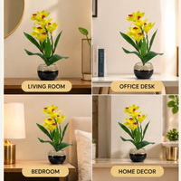 Premium Artificial Beautiful Flower Pot Home Decor, Decorative Home Item / Tabletop Statue / Luxury Flower Showpiece for Living Room, Office & Gifting