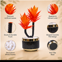 Premium Artificial Beautiful Flower Pot Home Decor, Decorative Home Item / Tabletop Statue / Luxury Flower Showpiece for Living Room, Office & Gifting