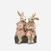 Rabbit Couple Showpiece in Pink Dress, Multicolour Resin Decorative Figurine for Home Décor, Table Décor & Gifting