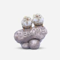 Welcome Love Bird Showpiece, Multicolour Resin Decorative Figurine for Home Entrance, Table Décor & Gifting