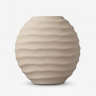 Premium Graceful Beige Ribbed Round Ceramic Vase for Modern Home Decoration