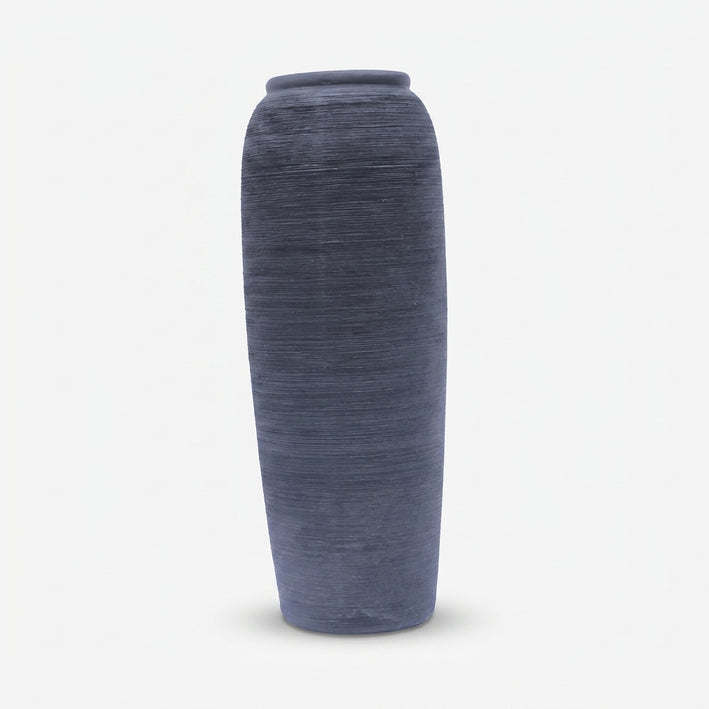 Premium Charming Tall Dark Grey Textured Ceramic Vase for Living Room Home Decor