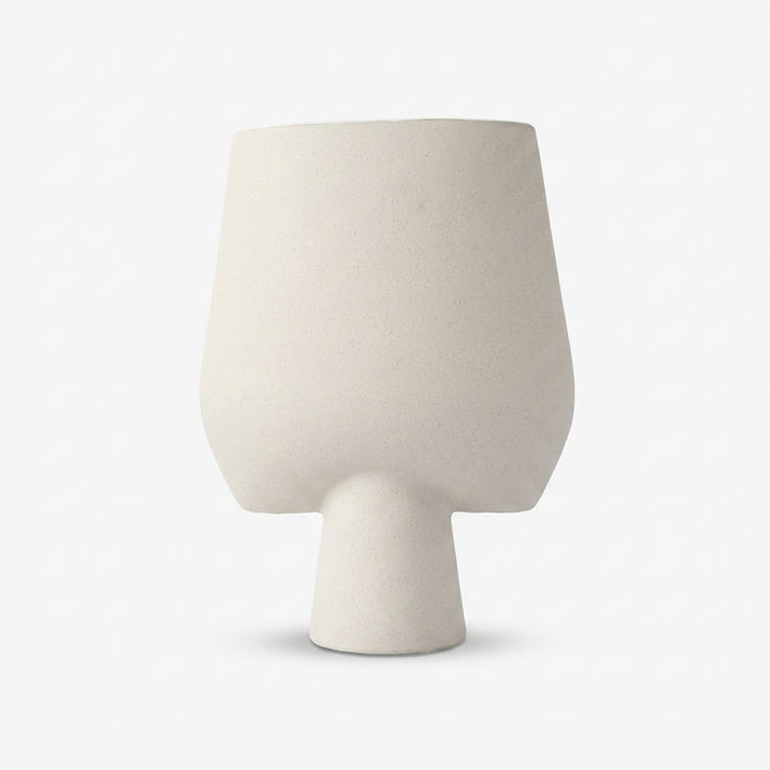 Premium Alluring Modern Beige Pedestal Ceramic Vase for Home Office Decoration