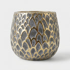 Premium Enchanting Gold & Grey Mosaic Pattern Round Ceramic Vase for Home Decor
