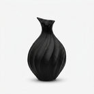Premium Exquisite Black Ribbed Textured Ceramic Vase for Modern Home Office Decor