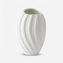 White Ribbed Ceramic Flower Vase, Pink White Black Decorative Vase for Home Décor, Table Décor & Gifting