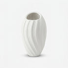 Premium Graceful White Textured Ribbed Ceramic Vase for Home Office Decor